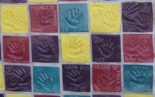 Detail of handprint tiles